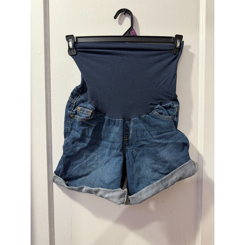 Indigo Blue Jean Maternity Shorts in M